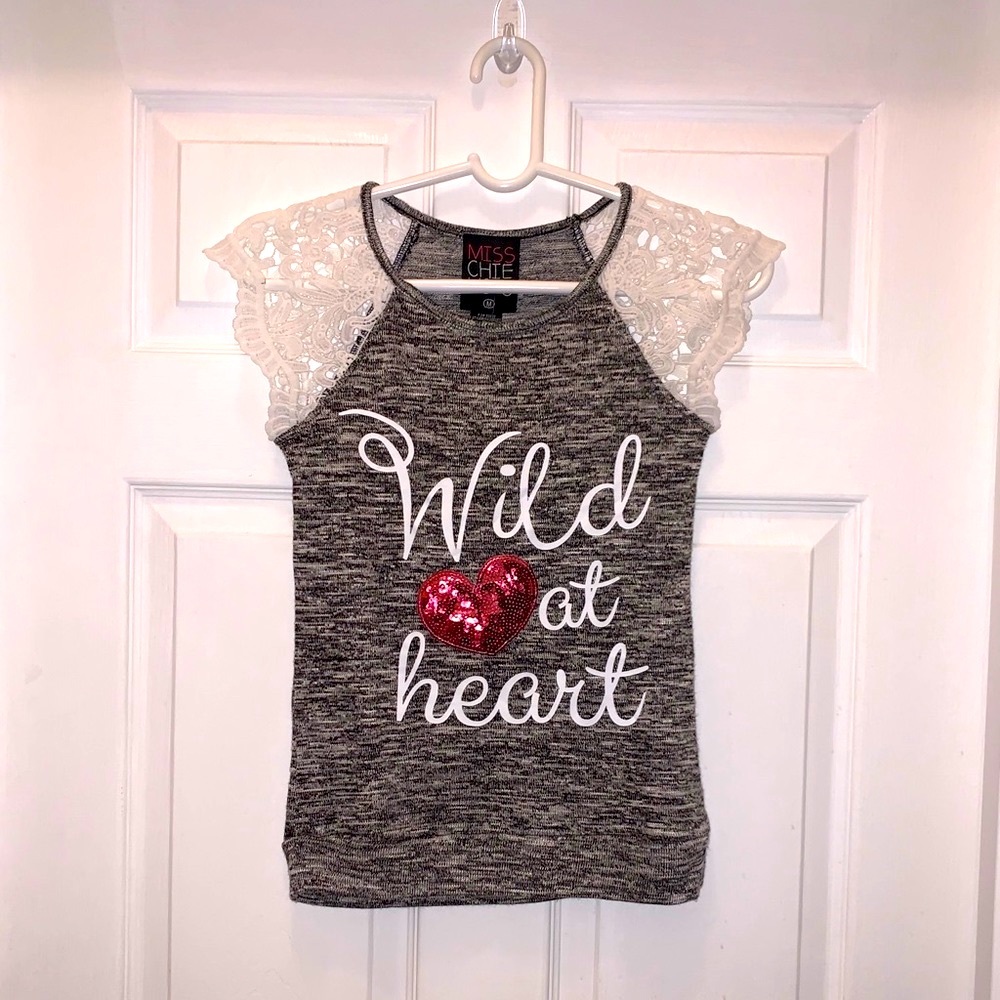 Girl’s Mischievous brand shirt says Wild at Heart - Size: Medium (10/12)…